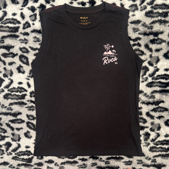 RVCA Other - RVCA Black Sleeveless Tank with Pink Island Graphic